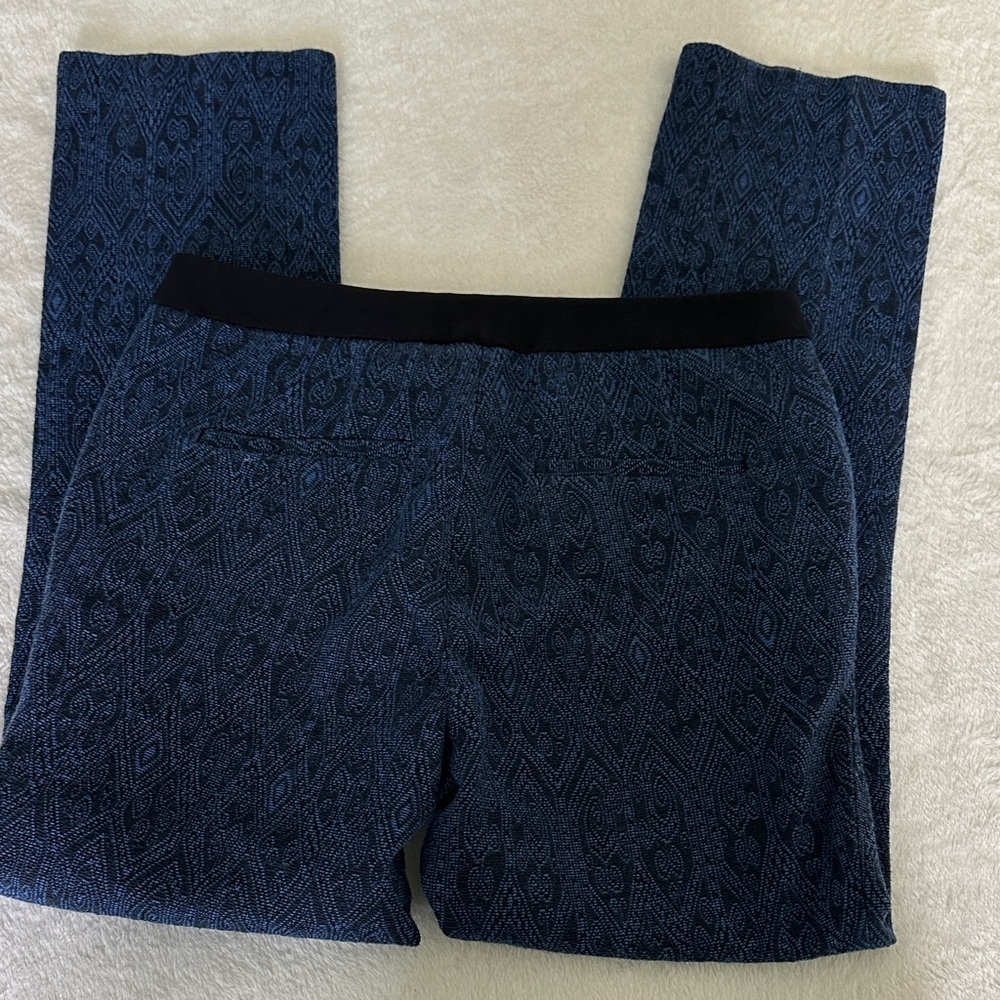 Zara Basic Black and Blue Patterned Trousers - Picture 3 of 6